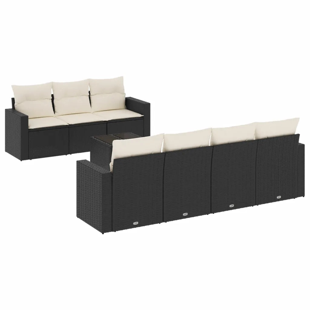 Set Divani da Giardino con Cuscini 8 pz Nero in Polyrattan 3251063