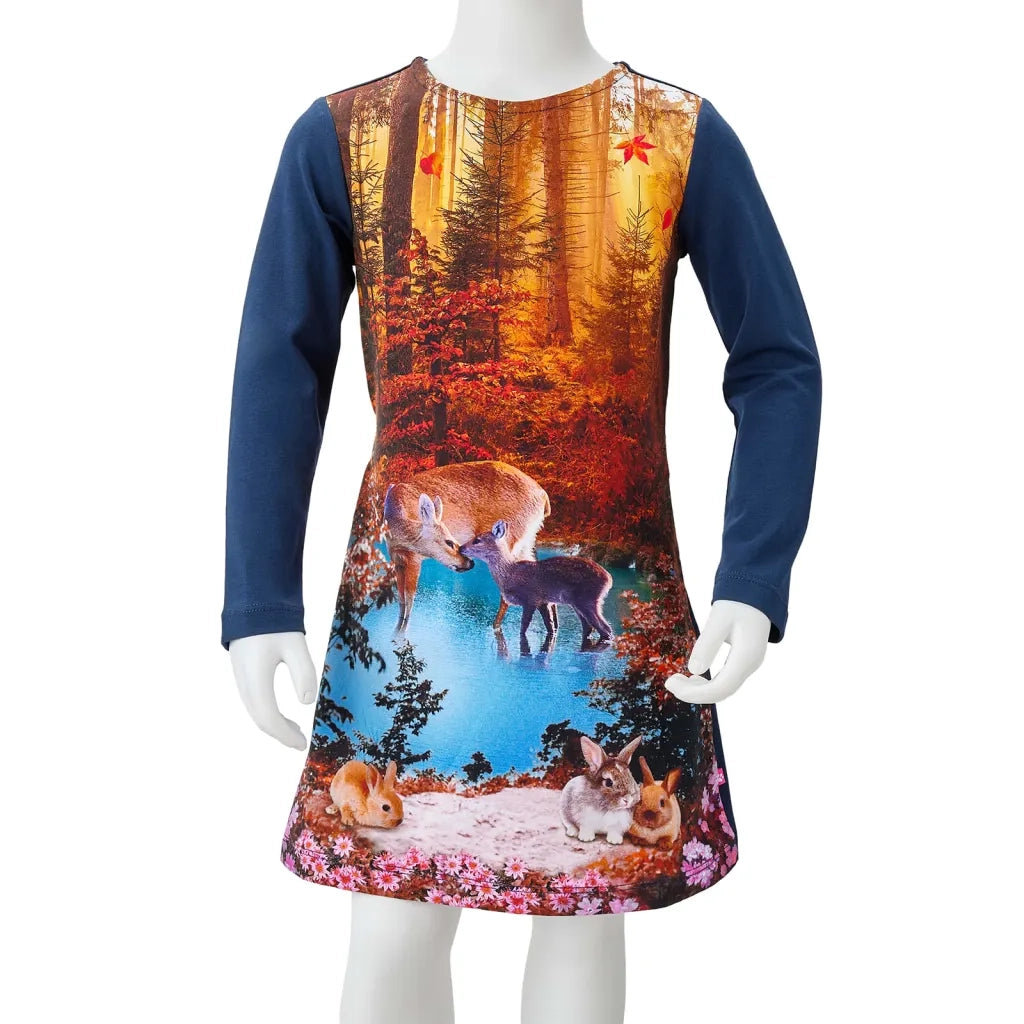 Abito da Bambina a Maniche Lunghe Blu Marino 128 CFW5134166