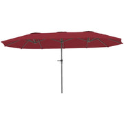 OMBRELLONE DOPPIO CON PRESE D'ARIA E MANOVELLA IN METALLO E POLIESTERE 4X2.2X2.34 M NERO E ROSSO