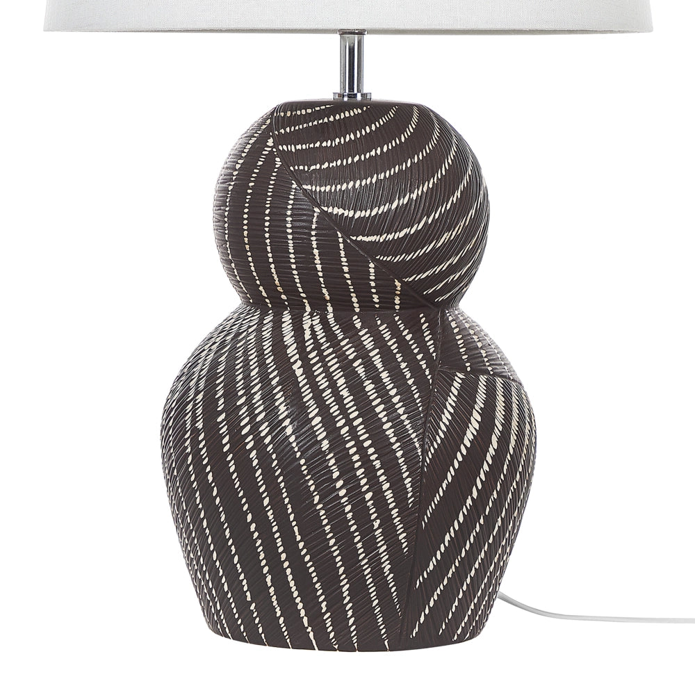Lampada da tavolo Base in ceramica nera 63 cm Paralume in tessuto bianco Lampada da comodino classica