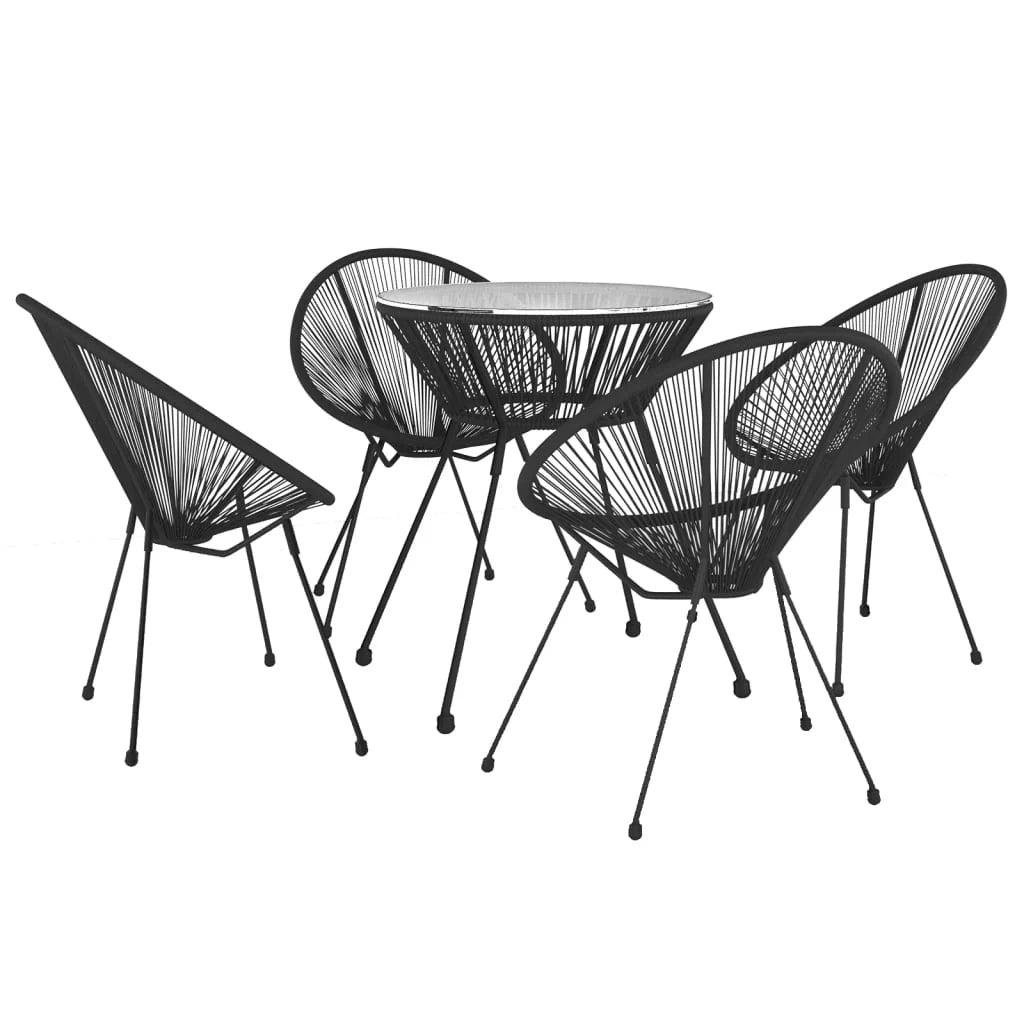 Set da pranzo da esterno da 5 pezzi mobili in rattan nero e PVC 02_0014229