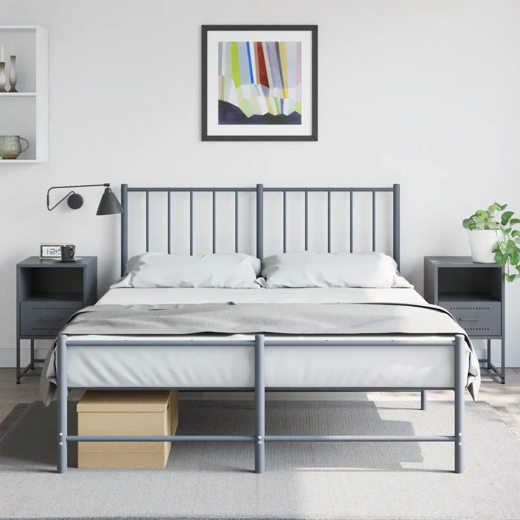 Set di 2 Comodini | Armadio da Notte | Mobiletto da notte Antracite 36x39x60,5 cm in Acciaio