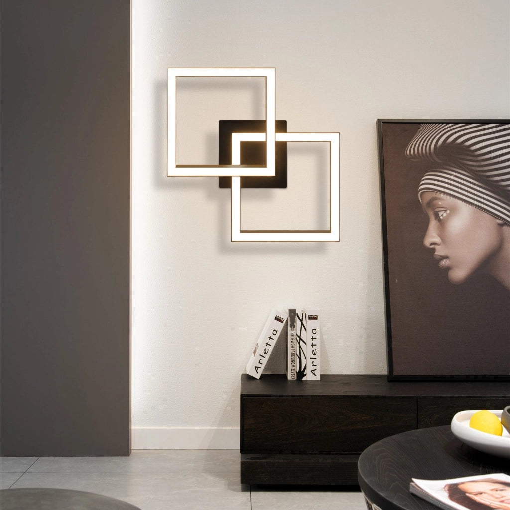 ZMH Lampada da soffitto plafoniera LED moderna 2 luci 24W nera 3000K per cucina soggiorno camera letto