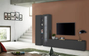 Parete attrezzata antracite moderna mobile TV soggiorno vetrina armadio Elco RT