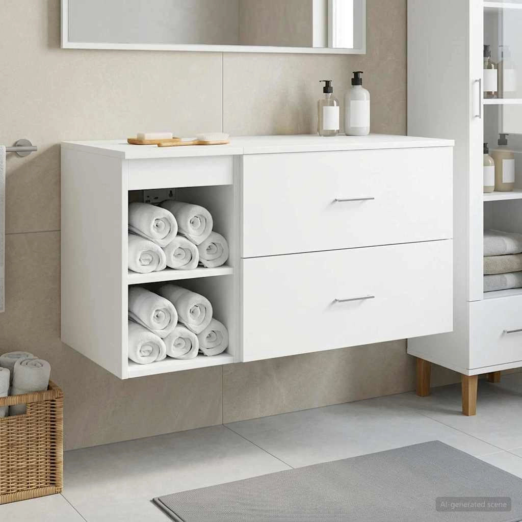 Set di mobili per il bagno 2 pz Bianco Legno ingegnerizzato 3403936
