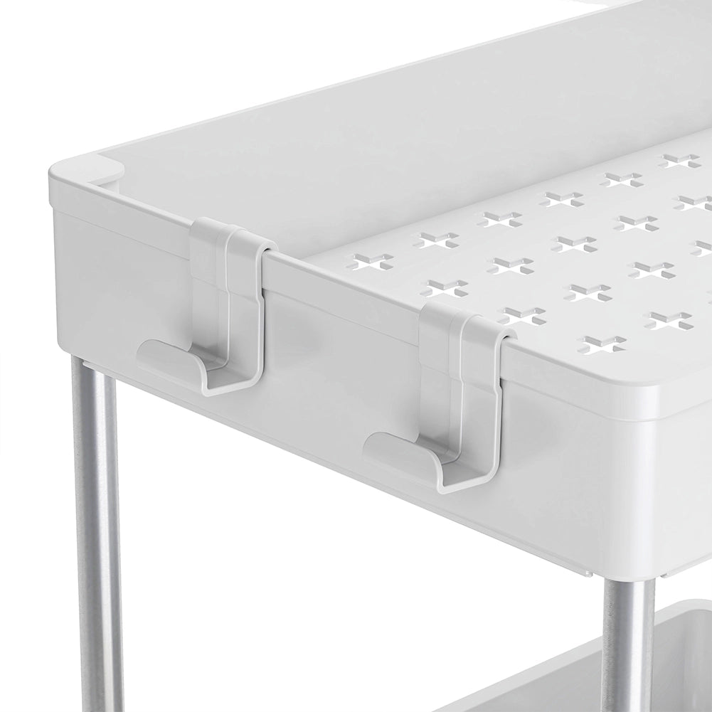Set 2 Organizer Sottolavello Bianco Bagno Cucina Cassetto Scorrevole Salvaspazio