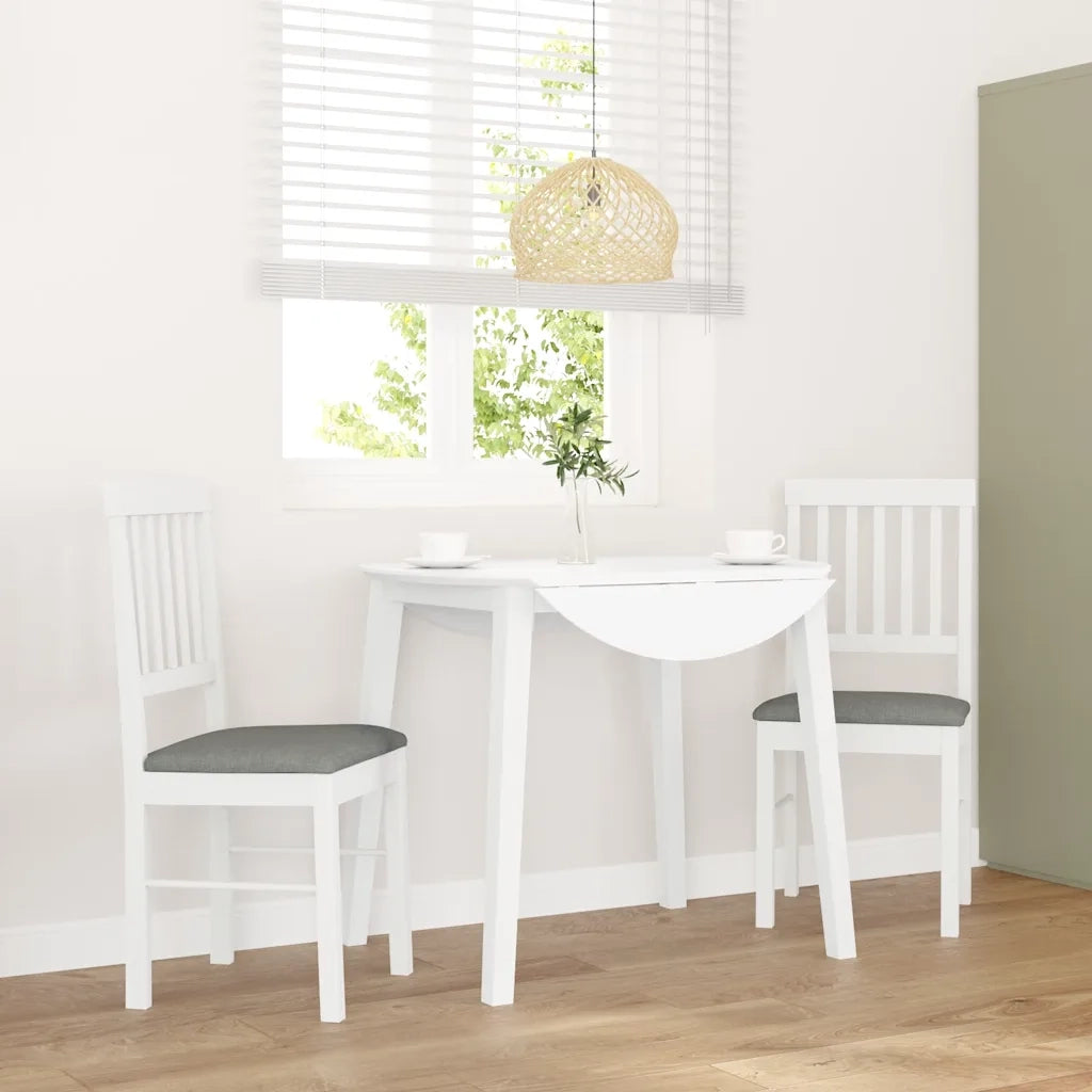 Sedie da Pranzo con Cuscini 2 pz Bianco Legno Massello di Hevea