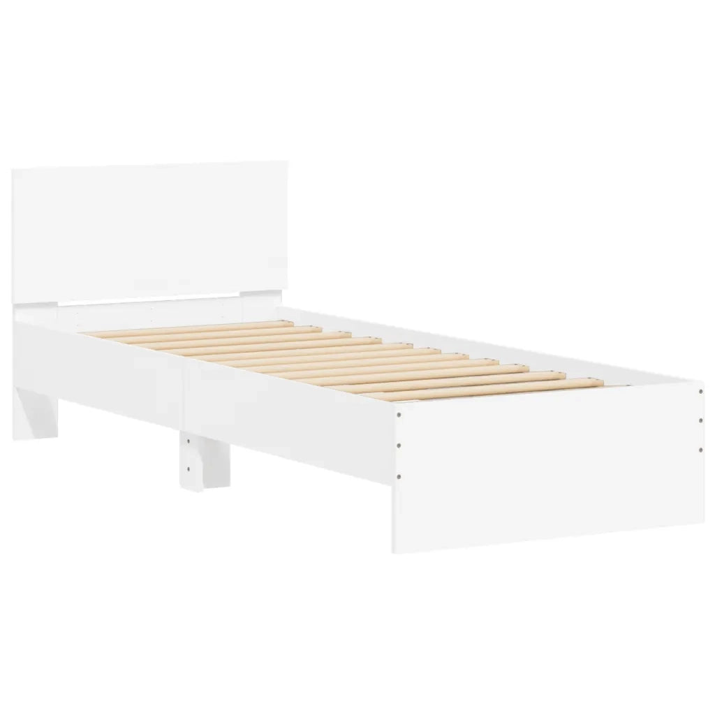 Giroletto con Testiera e LED-Struttura letto con testiera Bianco 75x190 cm