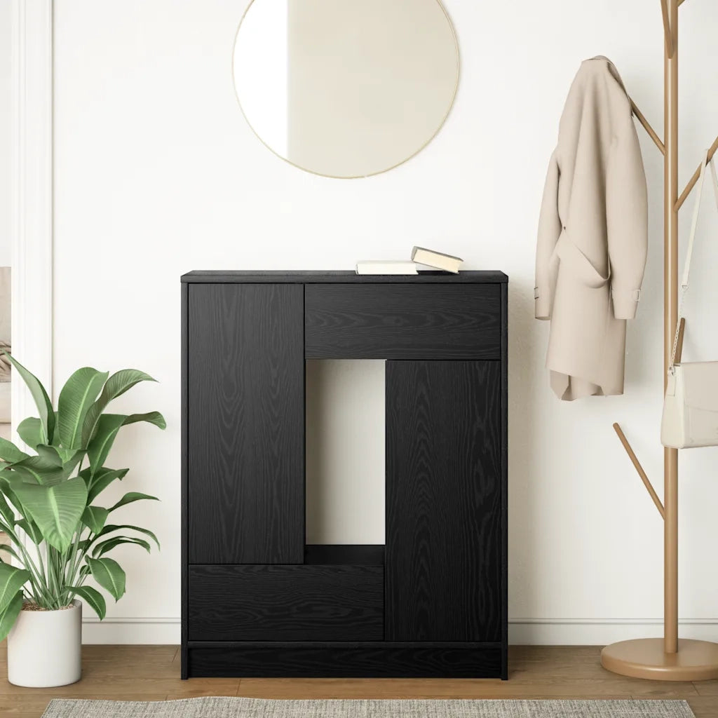 Credenza con Cassetti e Ante Rovere Nero 73x31x90 cm 861851