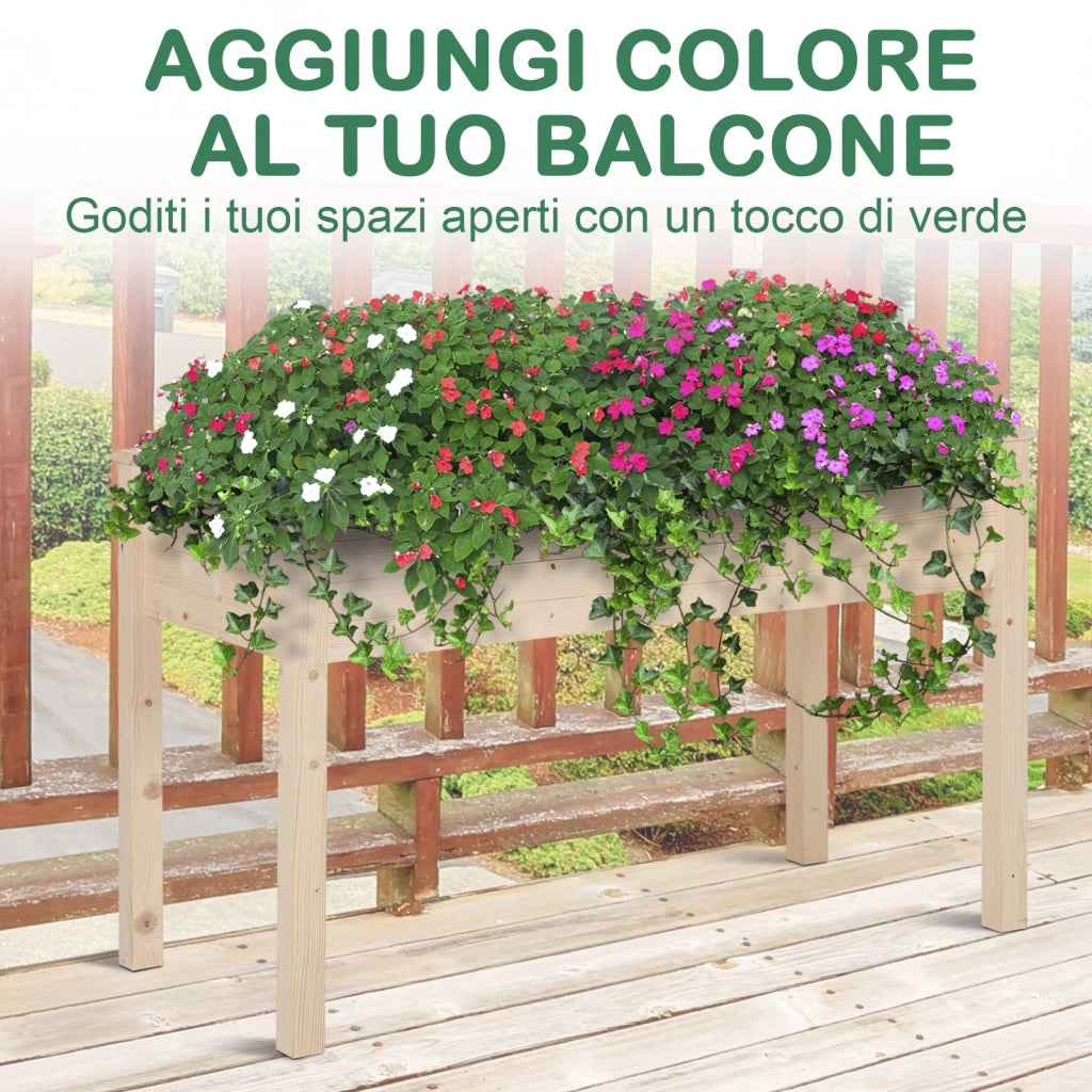 Orto Urbano Pensile in Legno con Fodera in Tessuto 122.5x56.5x76 cm