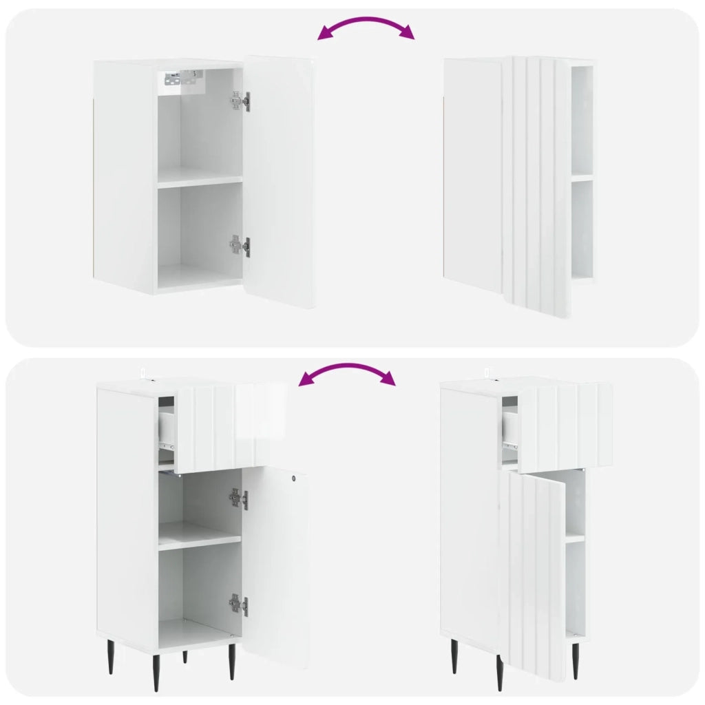 Set di armadietti da bagno in 3 pezzi ZWOLLE Bianco Lucido 3417760