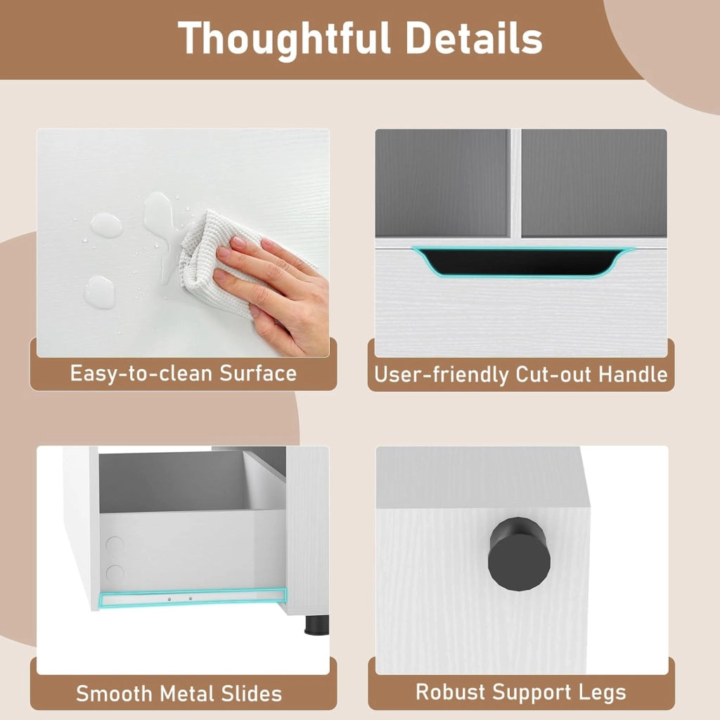 Libreria con 4 cubi e 2 cassetti, scaffale da libreria a piedi con kit antiribaltamento, mobile di stoccaggio autoportante per ufficio, soggiorno, ufficio casa (bianco)