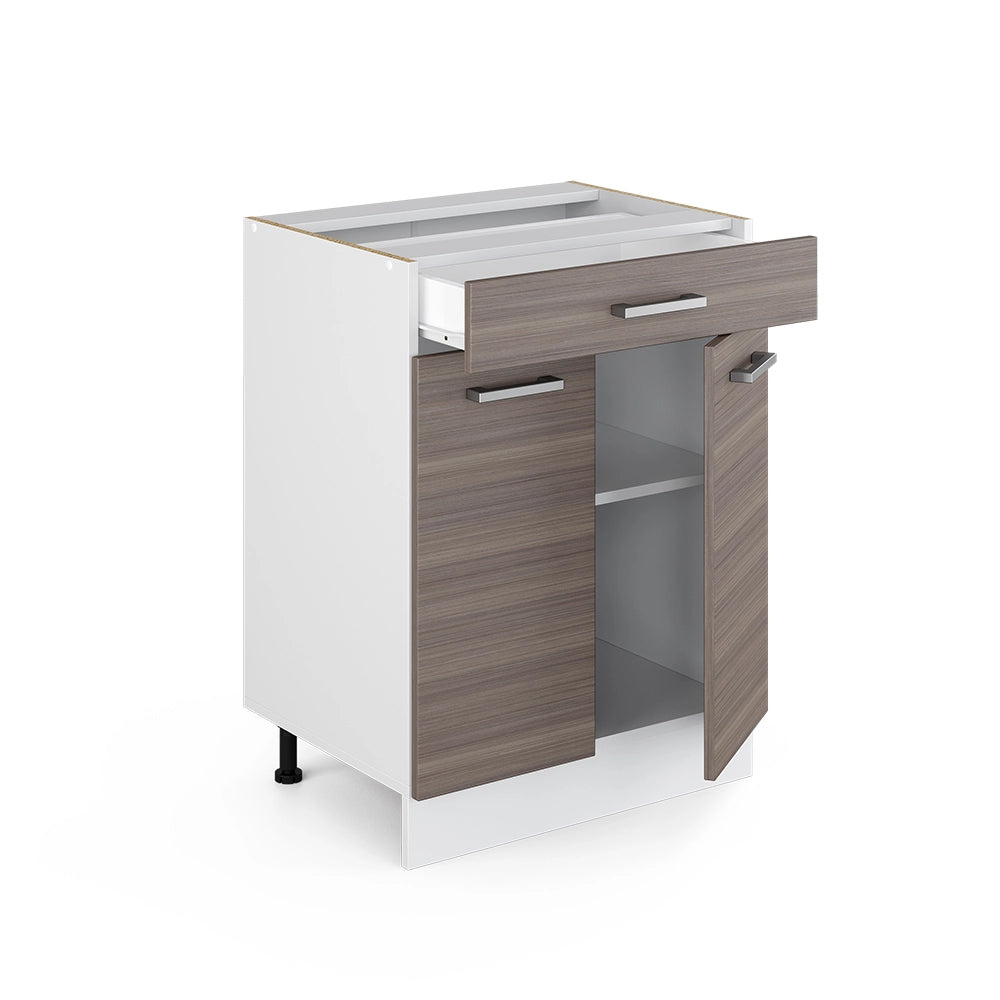 Mobiletto base per cucina R-Line Grigio nobile/Bianco 60 cm con cassetto, senza piano di lavoro Vicco