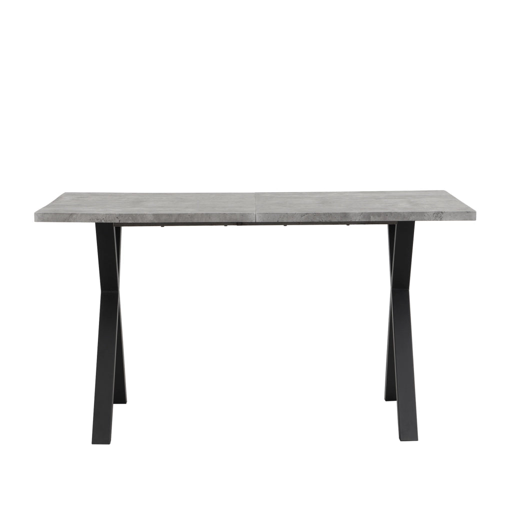 Tavolo da pranzo moderno con gambe incrociate in metallo; MDF; grigio e nero