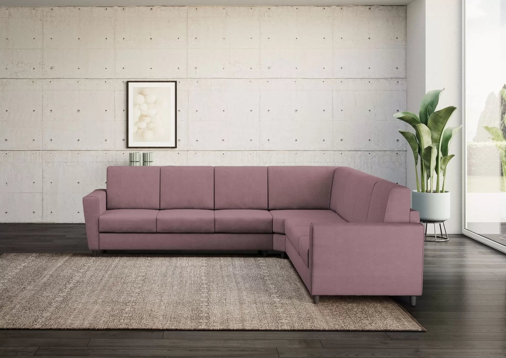 Divano yasel 3 posti  (tre sedute da 60cm) + angolo + divano 3 posti (tre sedute da 60cm) misure esterne l.288x288 | prugna - Mobili 2G