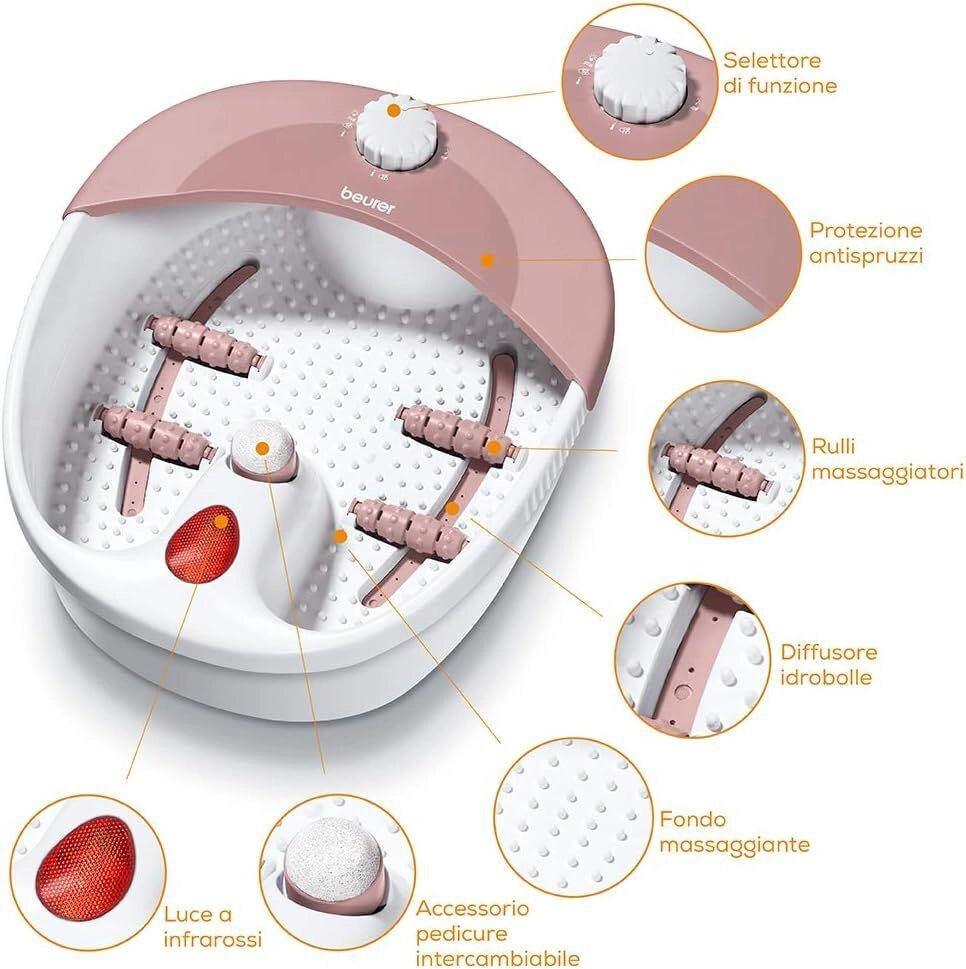 Beurer FB 20 Pediluvio con Idromassaggio Plantare e Accessori Pedicure
