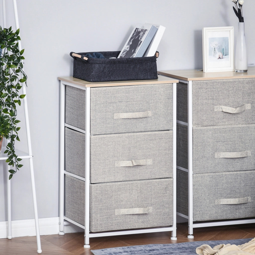 Cassettiera con 3 Cassetti Tessuto Grigio ¨C Zephmum ¨C Acciaio 60x40x