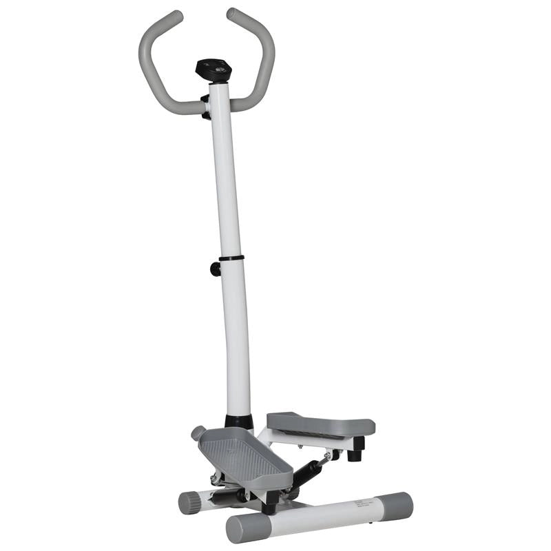 STEPPER CON MONITOR LCD, MANUBRIO REGOLABILE ED ELASTICI, IN ACCIAIO E ABS, BIANCO E GRIGIO