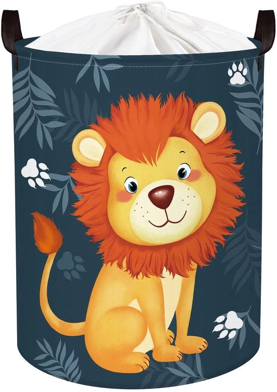 Asciugamano blu per bambino con foglie di eucalipto - Asciugamano pieghevole per camera da letto dei bambini - Cassetto rotondo per bambini per l'archiviazione di giocattoli, 36x45 cm