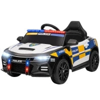 Macchina Elettrica per Bambini della Polizia con Telecomando, Clacson e Musica Integrata, 96x60x45 cm