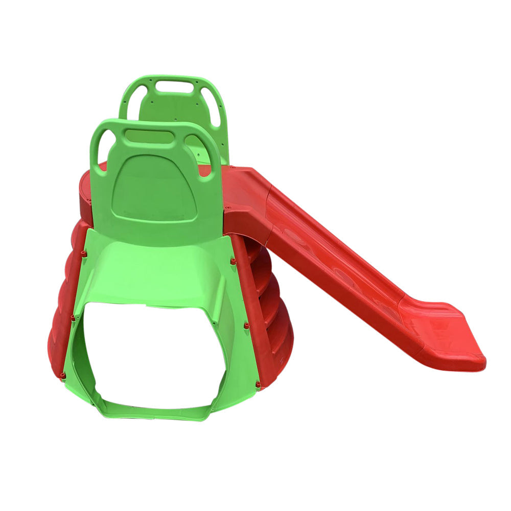 Scivolo per Bambini 180x180x98 cm con Tunnel in Plastica Rosso e Verde