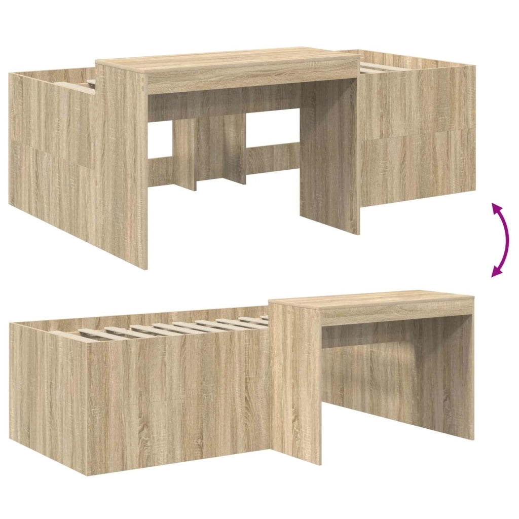 Letto alto per bambini con scrivania Rovere Sonoma