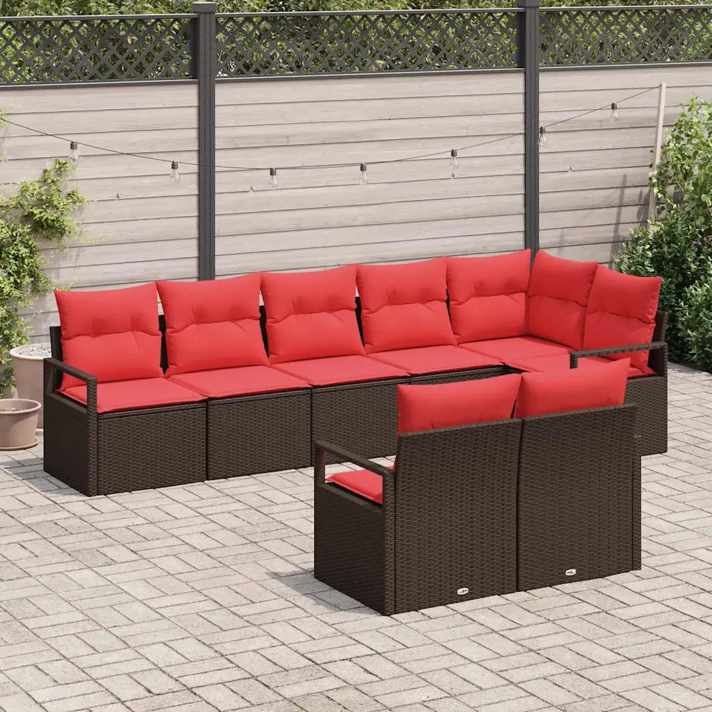 Set di divani 8 pcs Marrone polyrattan