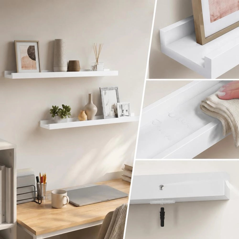 Picture Ledges, 2 Pieces, White, 60x9x3 Cm, MDF
