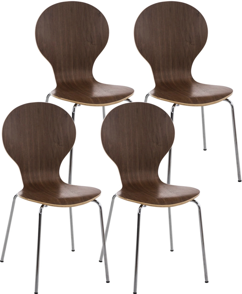 Set 4 Sedie Impilabili Diego in Legno Robusto Noce