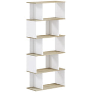 Libreria Stile Nordica con 5 Ripiani Antivuelco ¨C zephmum ¨C Roble e Bianco 70x29.5x163 cm