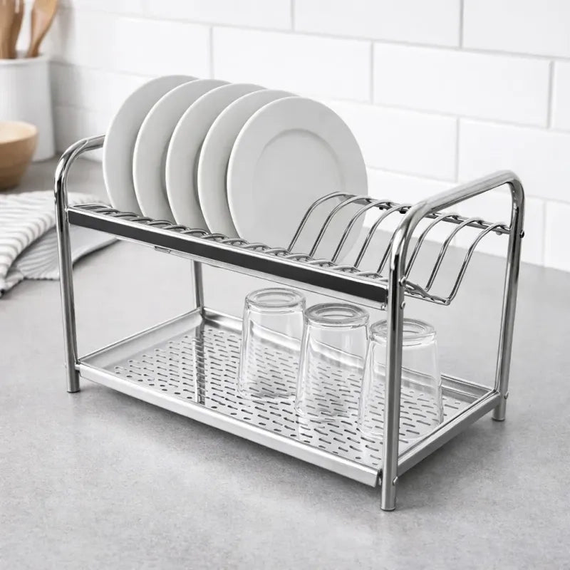 SCOLAPIATTI CON BASE DI APPOGGIO E CON RACCOGLIGOCCE IN ACCIAIO INOX DA 80 CM