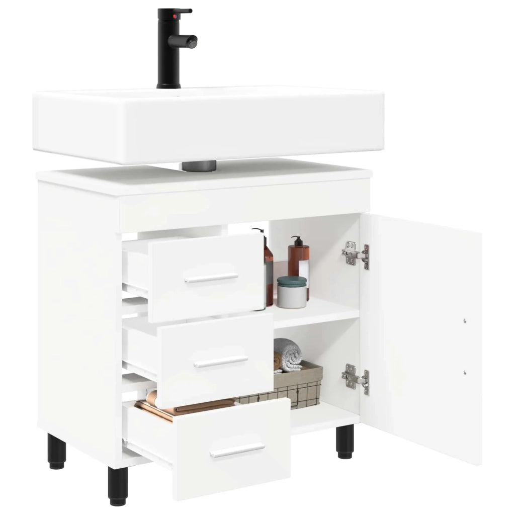 Mobiletto da bagno Bianco 60 x 35 x 60 cm Legno ingegnerizzato
