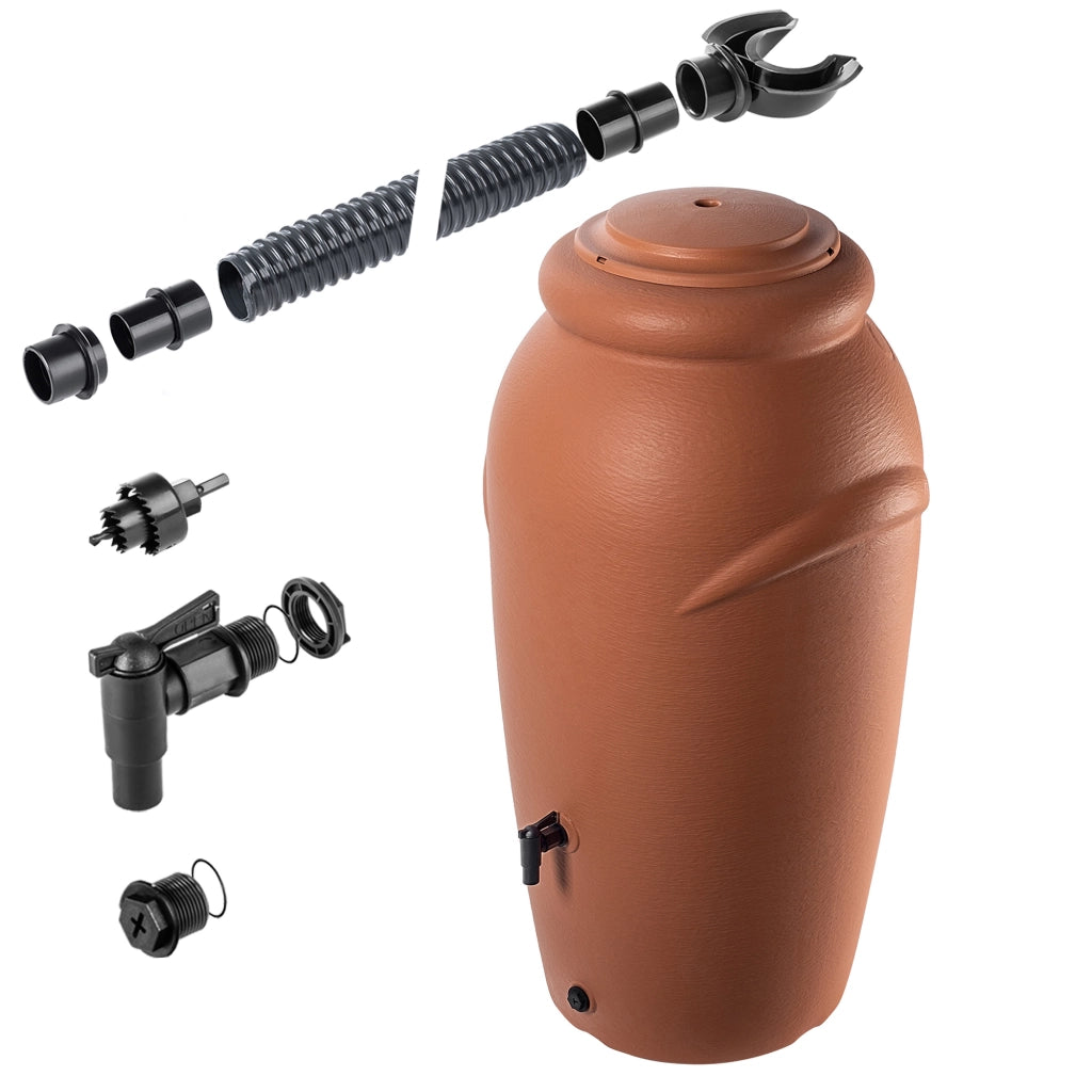 Serbatoio per acqua piovana KADAX 210L + Kit di collegamento al rubinetto e supporto