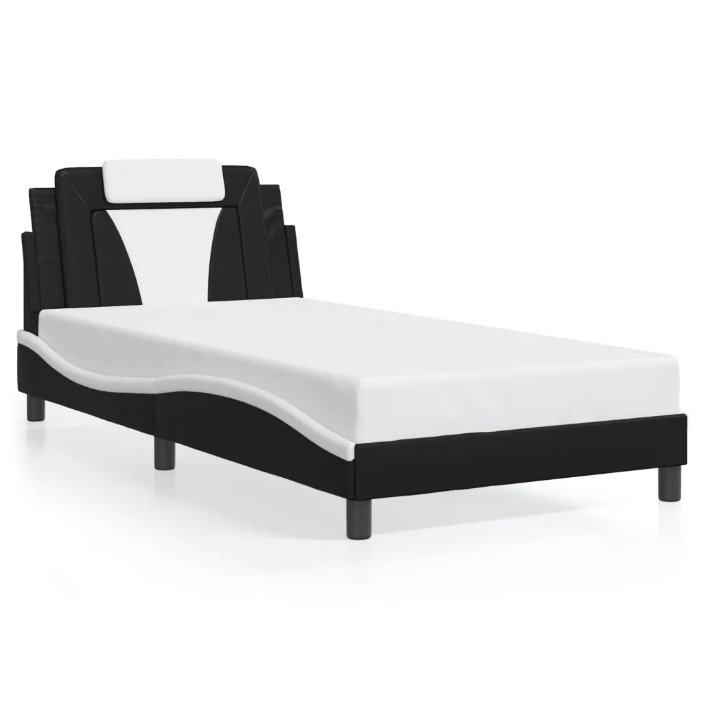 Letto singolo | Letto per adulti | Giroletto Viana con LED senza Materasso Nero e Bianco 100x200 cm