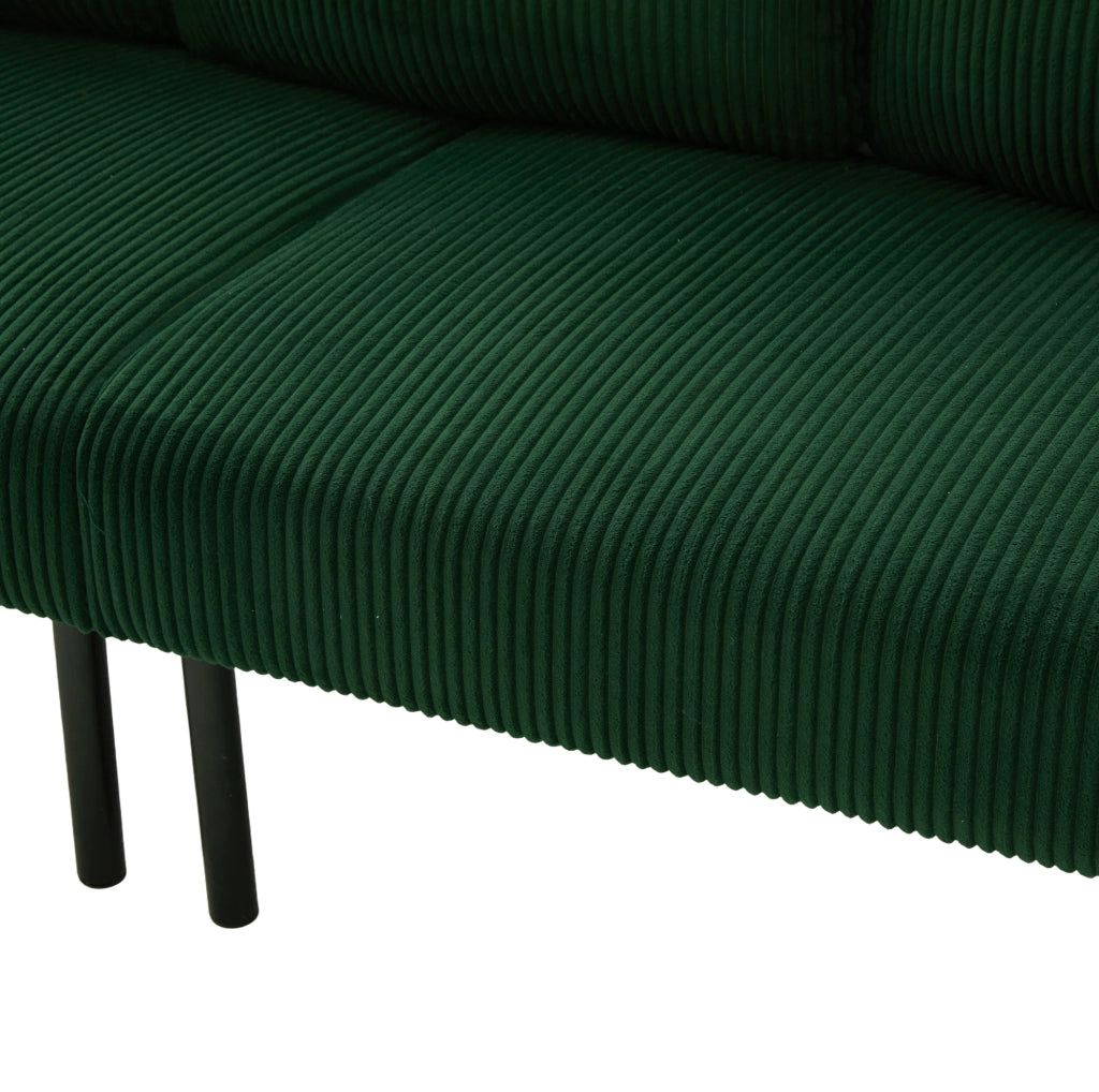 Divano a 3 posti in corduroy verde smeraldo con schienale ergonomico e tasca laterale