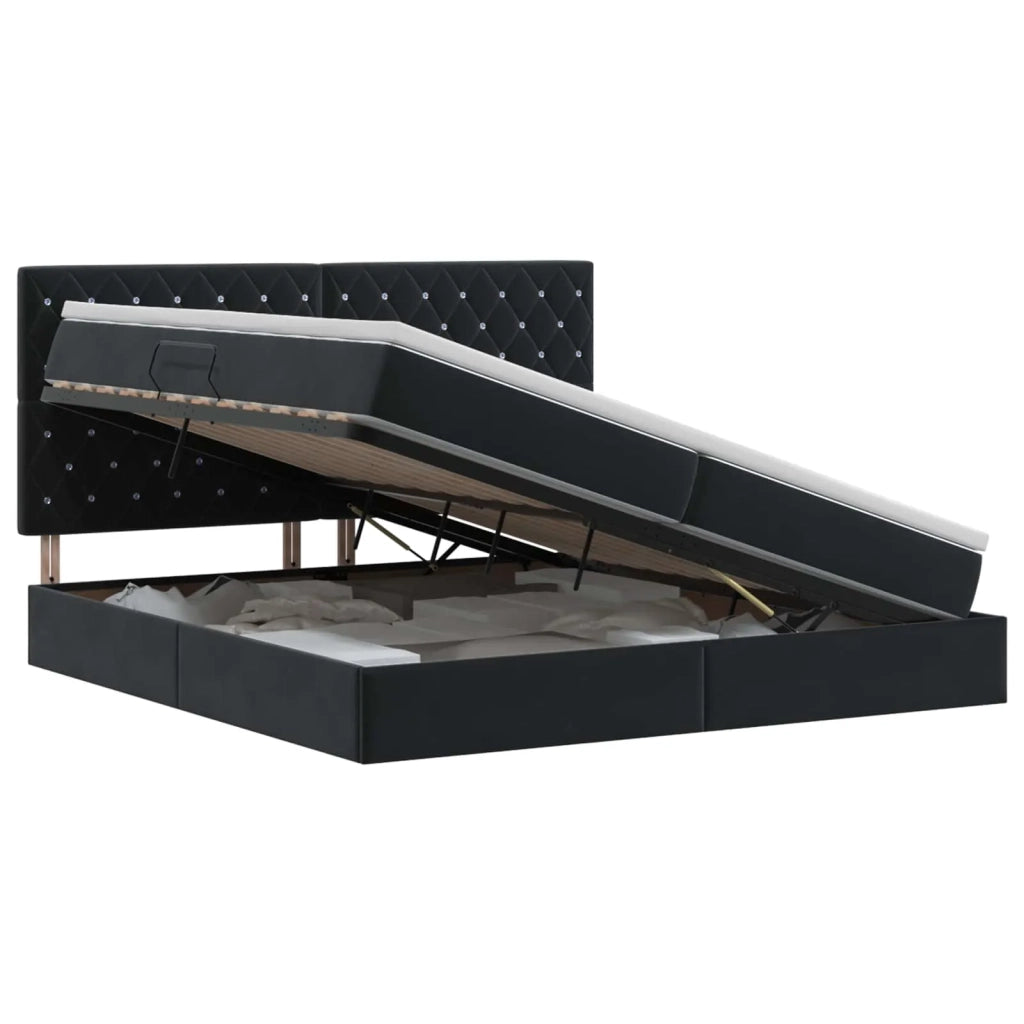Letto con contenitore e materasso Nero 200 x 200 cm Velluto 3459653