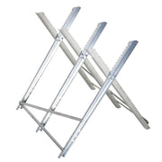CAVALLETTO TAGLIALEGNA PIEGHEVOLE E TRIANGOLARE IN METALLOCON DENTI SEGHETTATI, 83X83X79 CM, ARGENTO