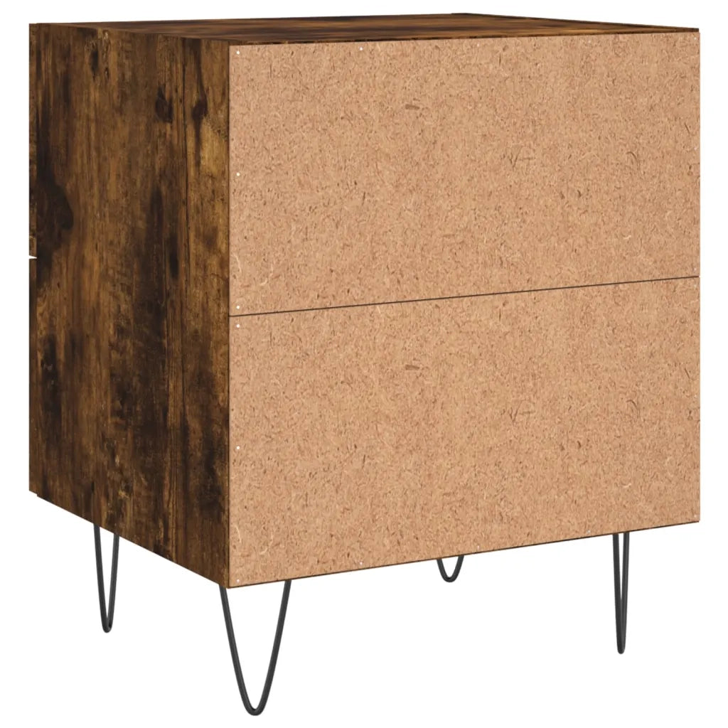 Set di 2 Comodini | Armadio da Notte | Mobiletto da notte Rovere Fumo 40x35x47,5 cm in Legno Multistrato