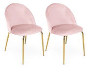 Set di 2 sedie da pranzo imbottite in velluto rosa piede oro - Nicole - SD19NIG