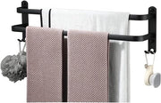 Supporto asciugamani a parete - 40 cm - Zwart - Organizzazione bagno - Materiale autoadesivo alluminio