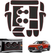 Accessori compatibili con Hyundai Kona SX2 Hybride (Elettrico-Benzina) 2024 2025, Antislipmatten in gomma per Kona 2024, Console centrale Deurnaad per Kona 2024, Accessori per Kona 2024 (Rosso)