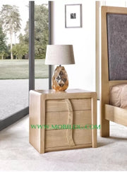 Comodino in legno 3 cassetti tinta naturale 53x38x51 - Mobili 2G