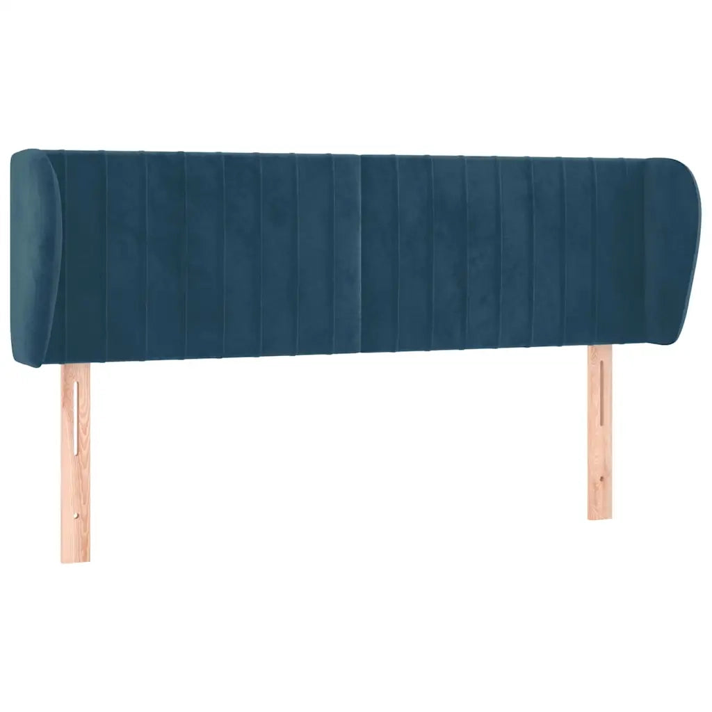 Testiera ad Orecchio-Testata con Orecchie Blu Scuro 147x23x78/88 cm in Velluto 834993