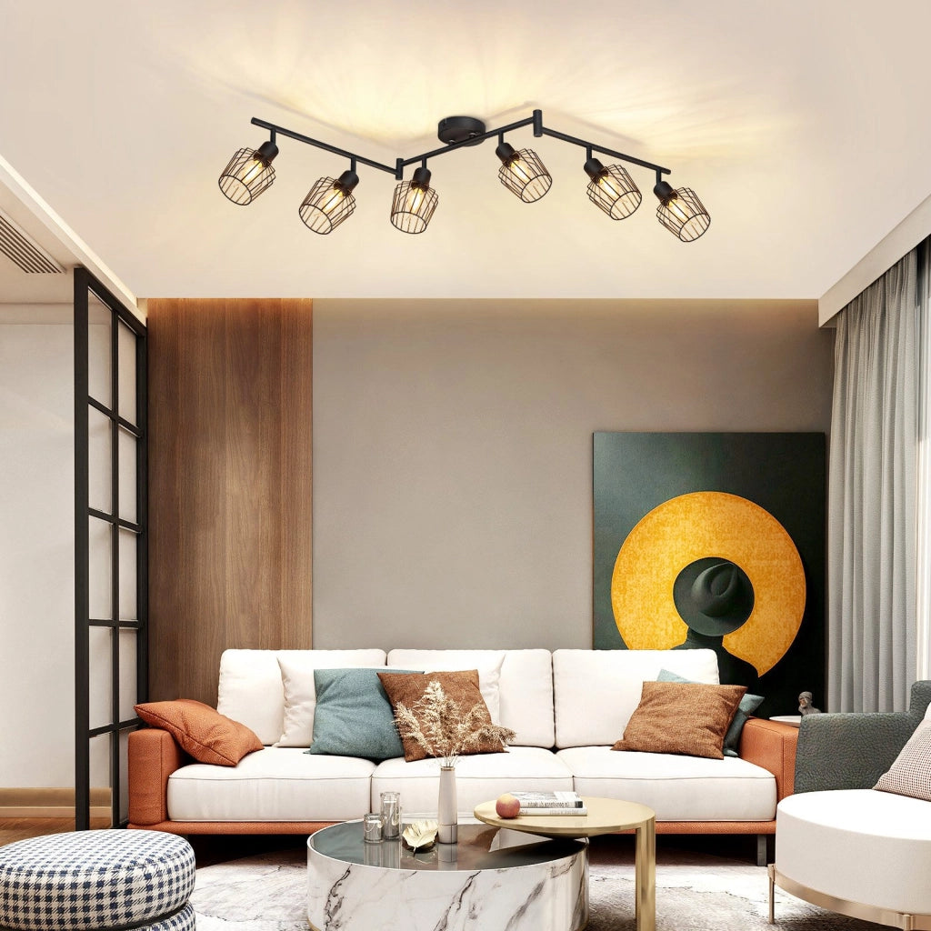 ZMH Faretto da soffitto LED neri 6 fiamme E14 orientabili 350° industriali dimmerabili