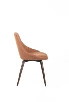 E-STYLO Sedia da pranzo in tessuto ruggine chiaro con gambe e struttura in massello di noce, 58cm X 49cm H. 85cm.