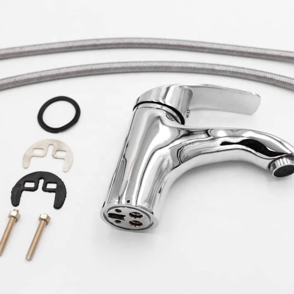 Trade Shop - Rubinetto Miscelatore Cromato Casa Bagno Lavabo Lavandino Kit Montaggio Jh-8061 -