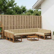Set di divani da esterno con cuscino 10 pcs Naturale e Beige