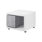 Tavolino con cassetto collezione BERGAMO. 70x70 cm. Colori bianco e grigio.