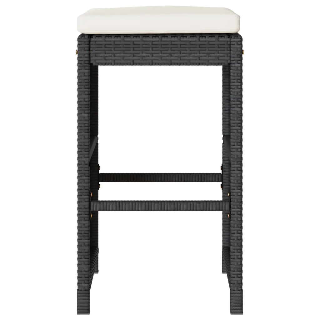 Sgabelli da Bar con Cuscini 4 pz Neri in Polyrattan 368689
