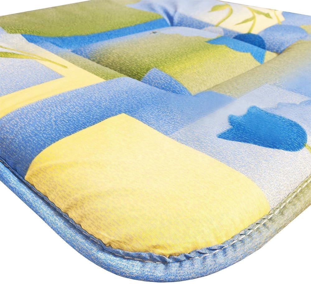Set 4 Cuscini Sedia Cotone Fiori Tulipani Lavabili Coprisedie Universali Con Lacci Fissaggio